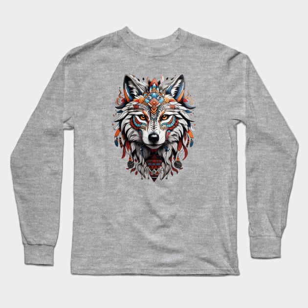 Tribal Wolf 1 Long Sleeve T-Shirt by ginkelmier@gmail.com